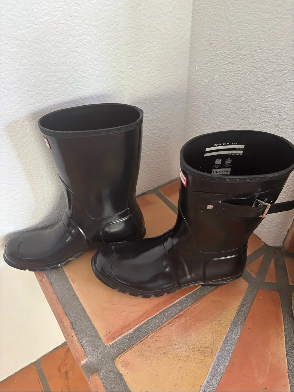 HUNTER Original Short Gloss Black Rain Boot size 10